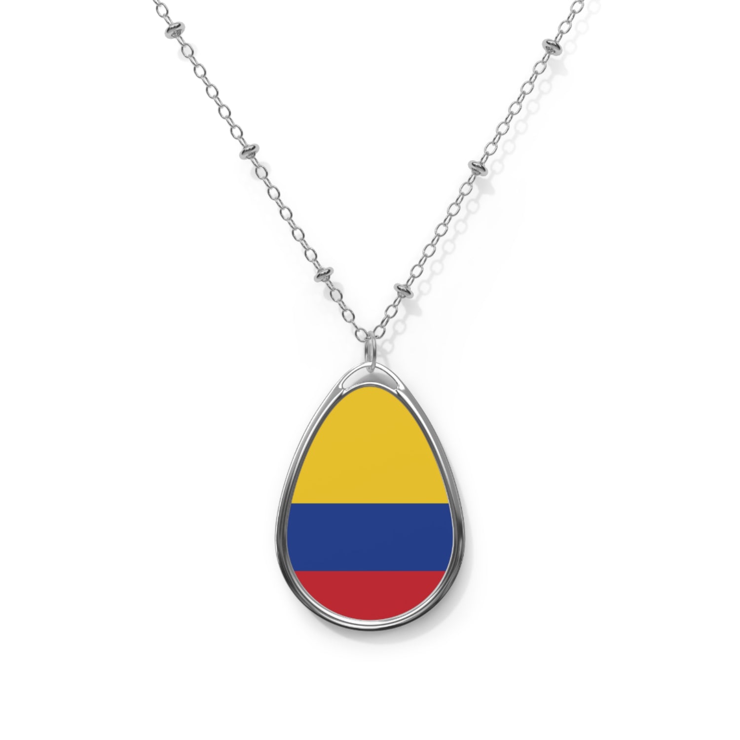 Colombia Flag Oval Necklace | Colombian Heritage Pendant Necklace | Rep Ya Flag