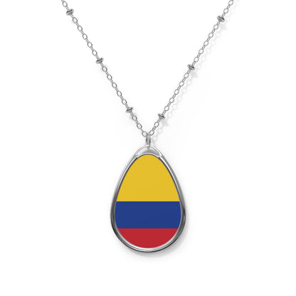 Colombia Flag Oval Necklace | Colombian Heritage Pendant Necklace | Rep Ya Flag
