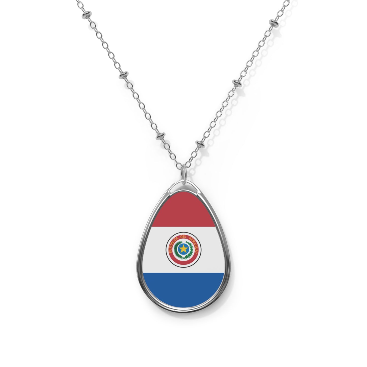 Paraguay Flag Oval Necklace | Paraguayan Heritage Pendant | Rep Ya Flag