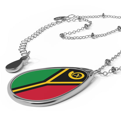 Vanuatu Flag Oval Necklace