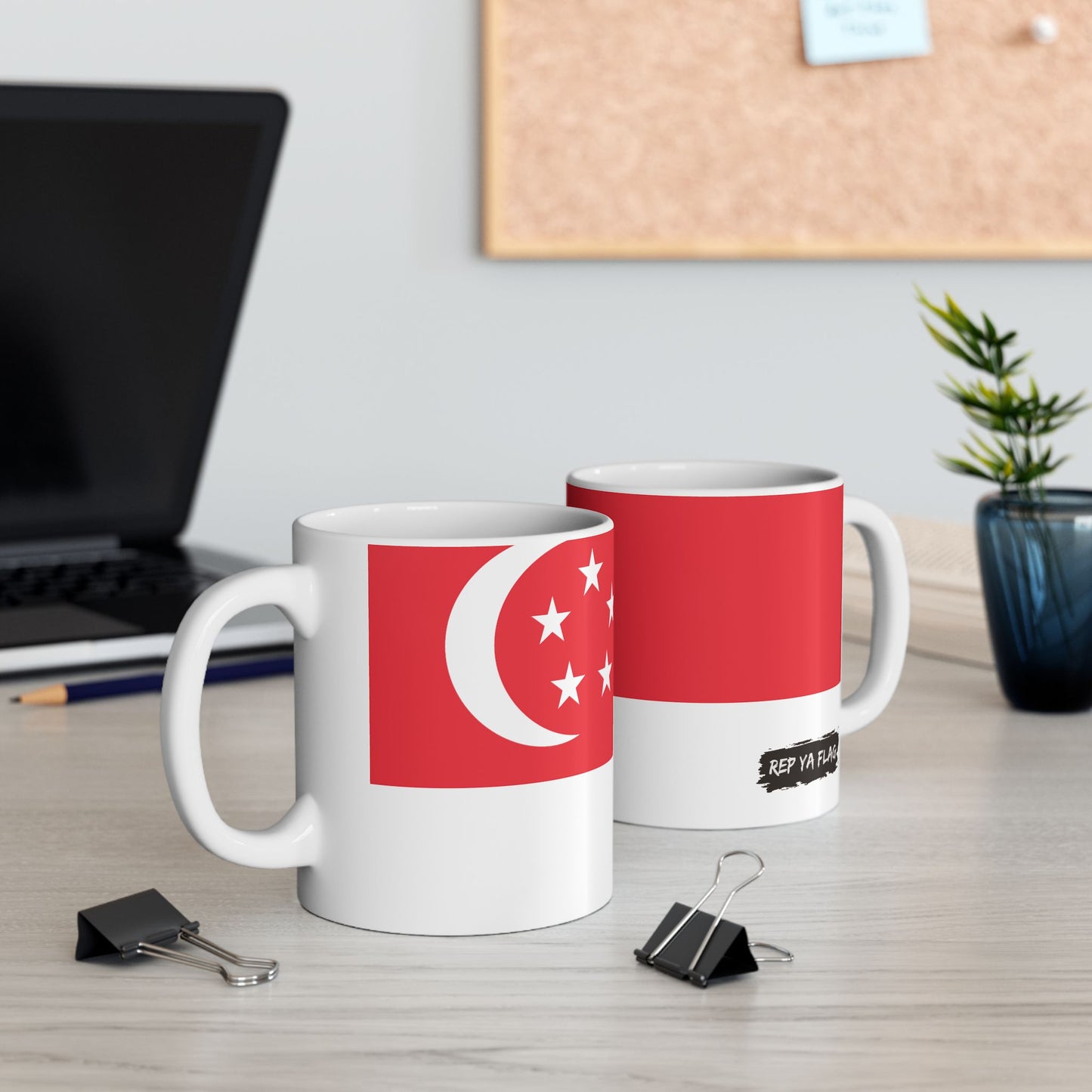 Singapore Flag Coffee Mug 11oz & 15oz | Singaporean Heritage Ceramic Coffee Tea Mug | Rep Ya Flag