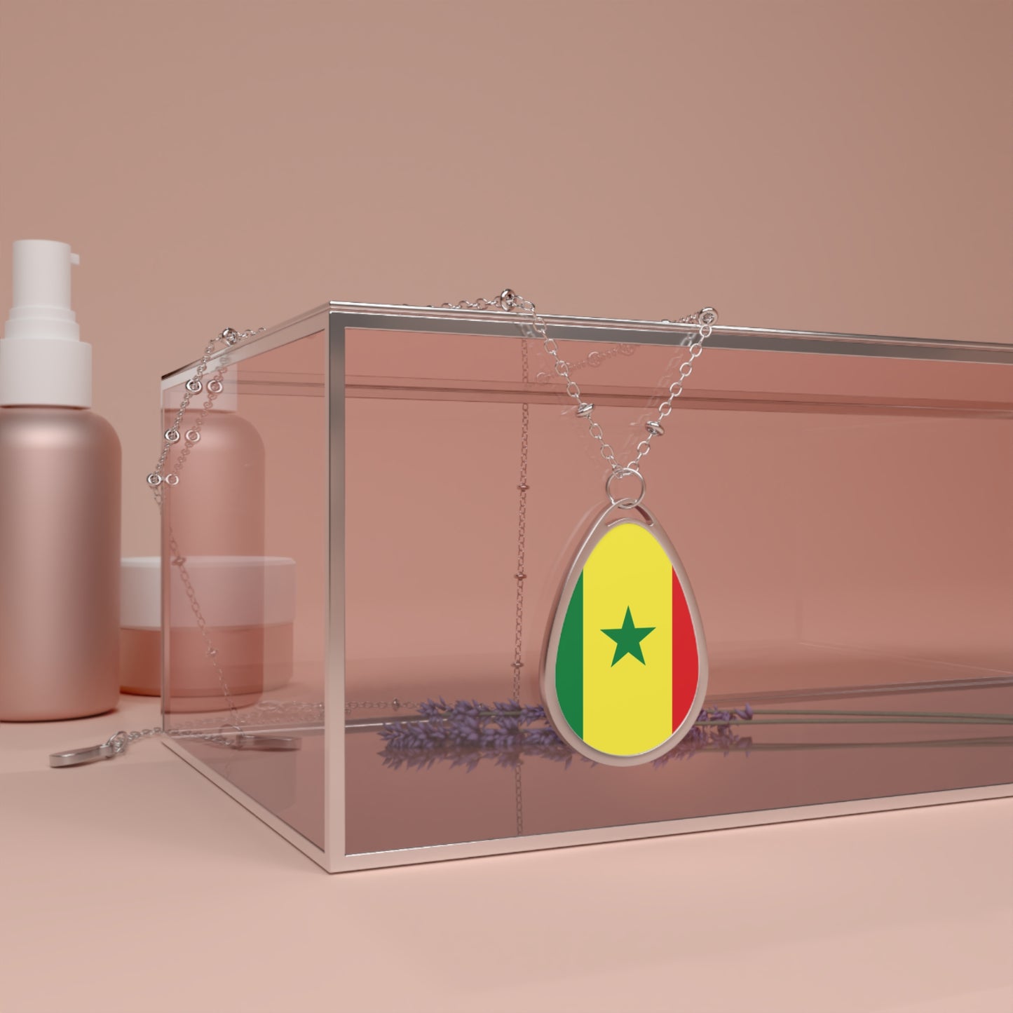 Senegal Flag Oval Necklace | Senegalese Heritage Pendant | Rep Ya Flag