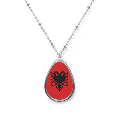 Albania Flag Oval Necklace | Albanian Pride Patriotic Jewelry | Rep Ya Flag