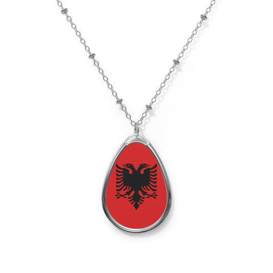Albania Flag Oval Necklace – Albanian Pride Jewelry