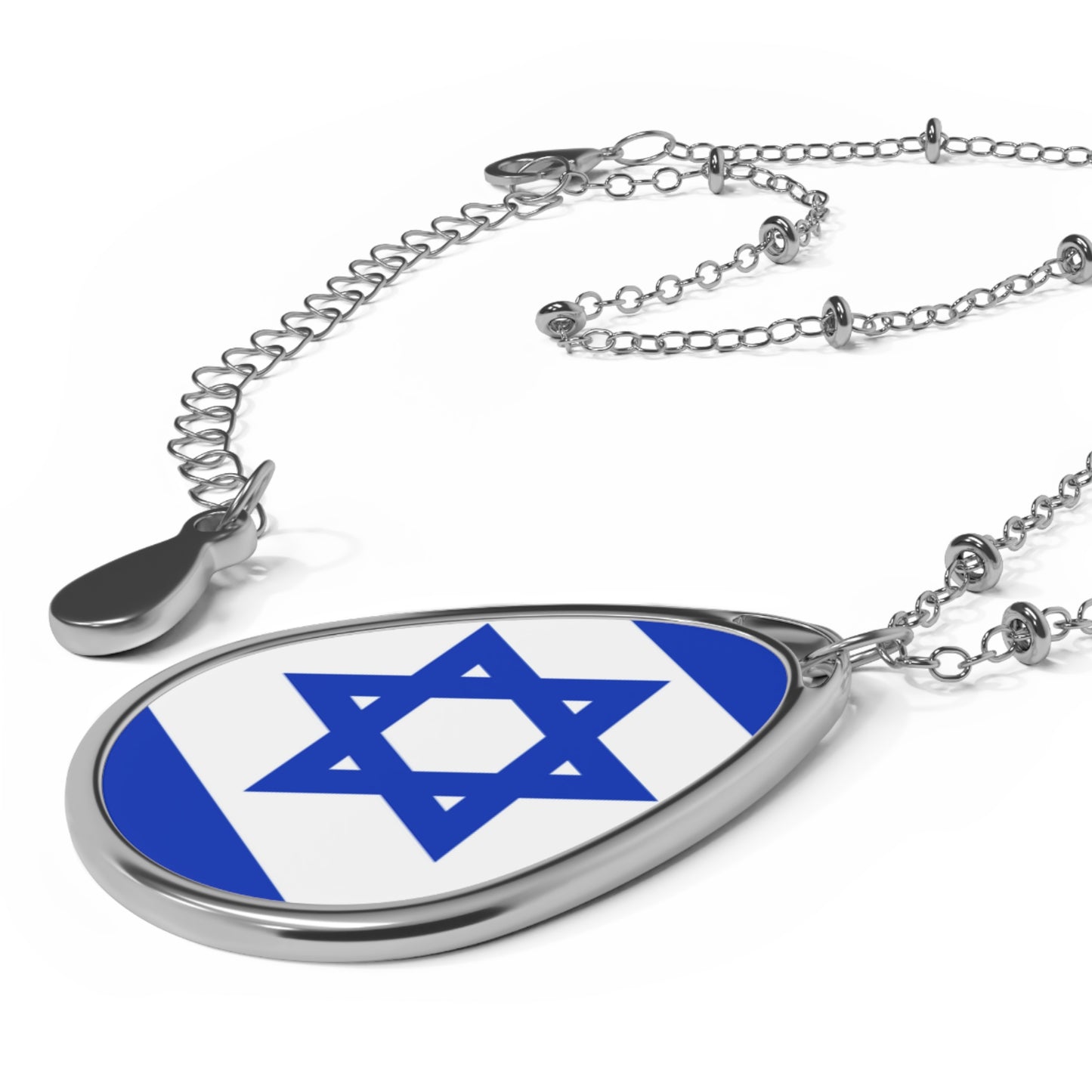 Israel Flag Oval Necklace | Israeli Heritage Pendant | Rep Ya Flag