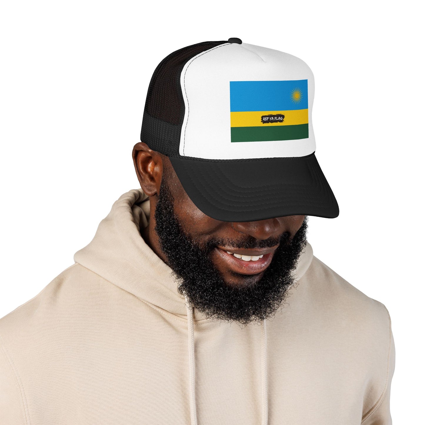 Rwanda Flag Foam Trucker Hat | Rwandan Pride Snapback Cap | Rep Ya Flag