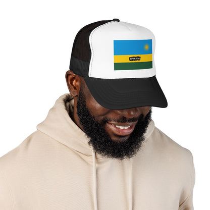 Rwanda Flag Foam Trucker Hat | Rwandan Pride Snapback Cap | Rep Ya Flag