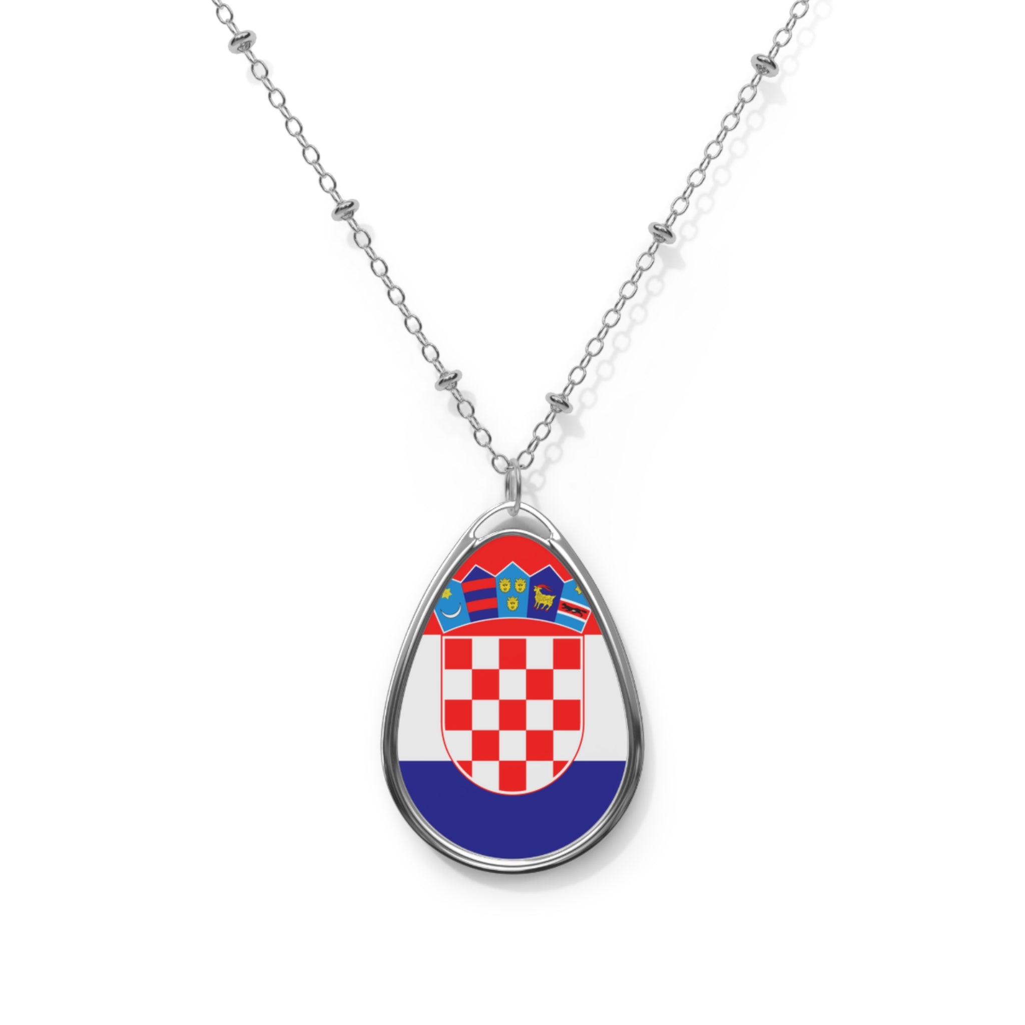 Croatia Flag Oval Necklace | Croatian Heritage Pendant | Rep Ya Flag