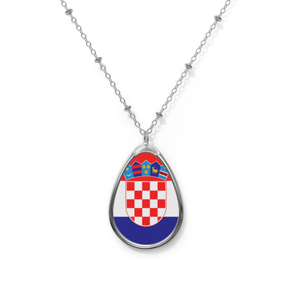 Croatia Flag Oval Necklace | Croatian Heritage Pendant | Rep Ya Flag