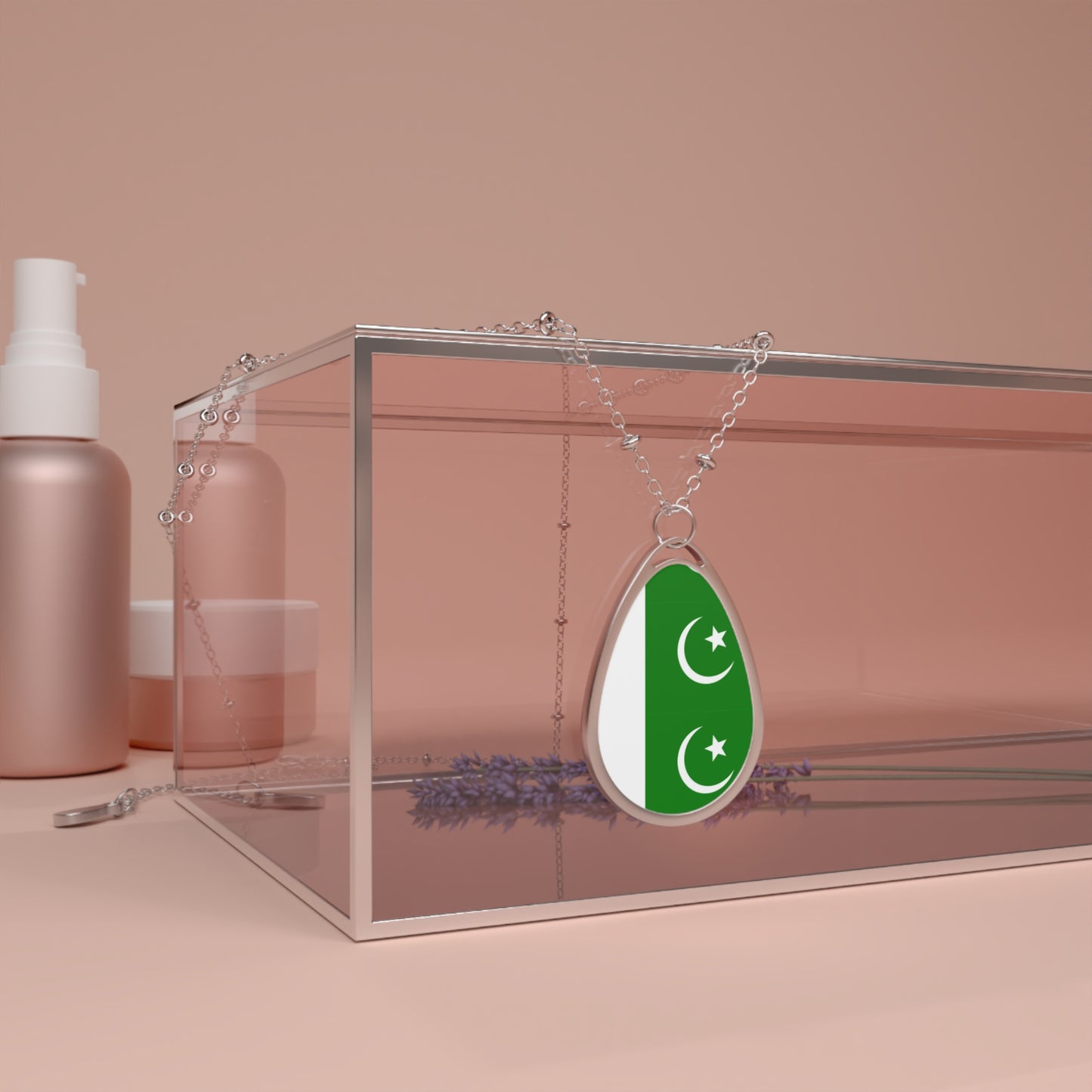 Pakistan Flag Oval Necklace | Pakistani Heritage Pendant | Rep Ya Flag