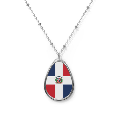 Dominican Republic Flag Oval Necklace | Dominican Heritage Pendant | Rep Ya Flag