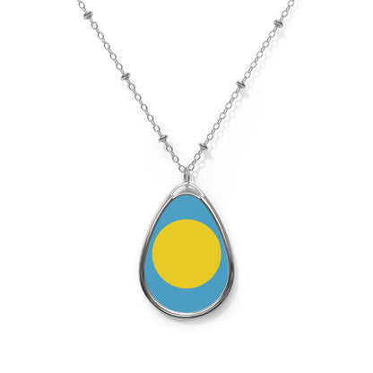 Palau Flag Oval Necklace | Palauan Heritage Pendant | Rep Ya Flag