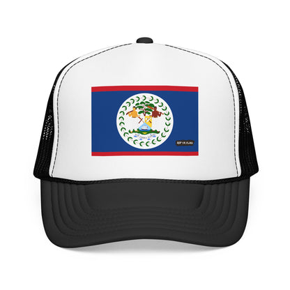 Belize Flag Foam Trucker Hat | Belizean Pride Snapback Cap | Rep Ya Flag
