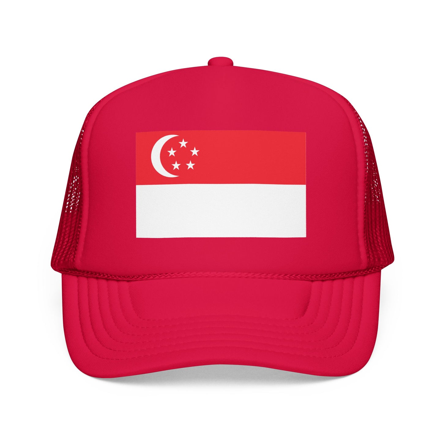 Singapore Flag Foam Trucker Hat | Singaporean Pride Snapback Cap | Rep Ya Flag