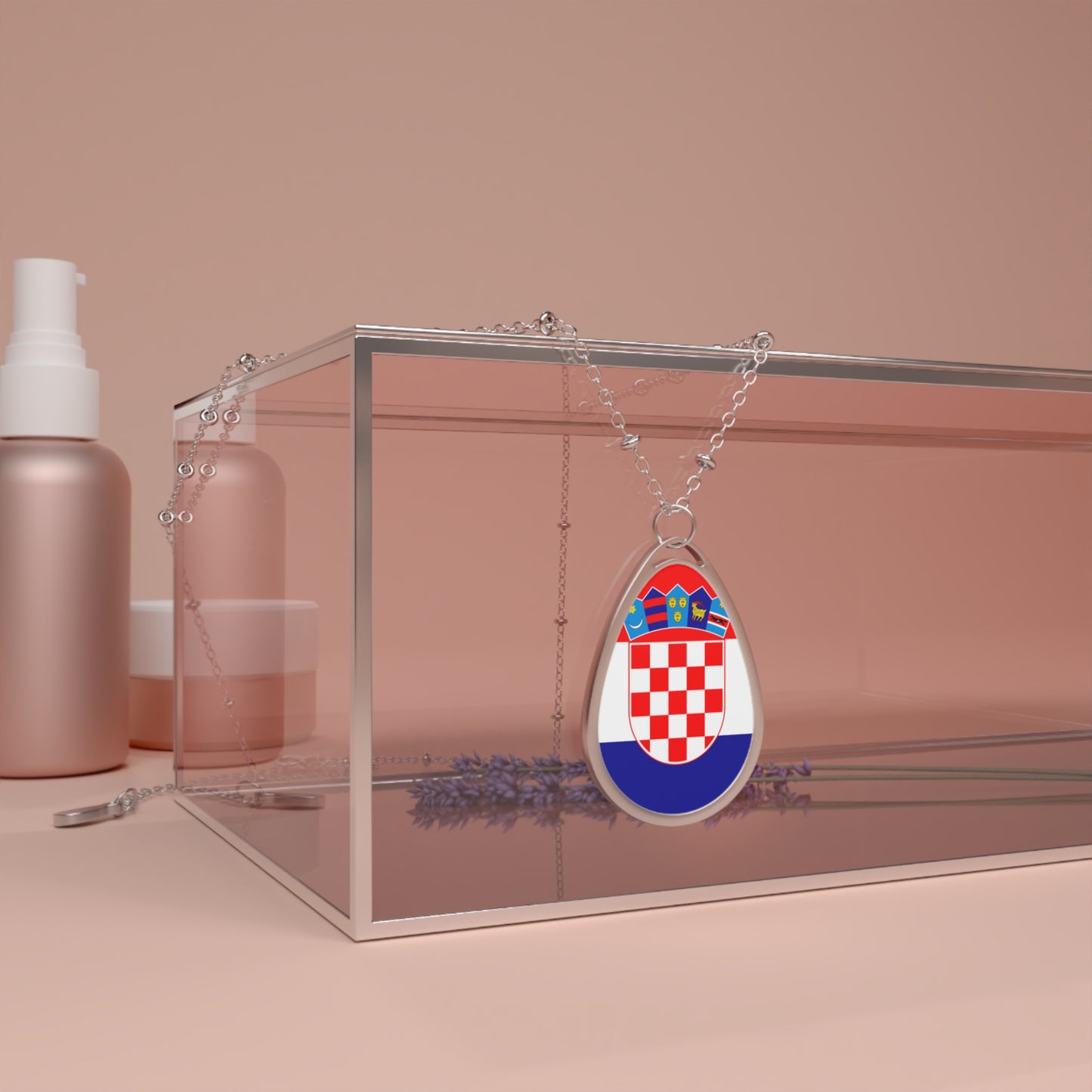 Croatia Flag Oval Necklace | Croatian Heritage Pendant | Rep Ya Flag