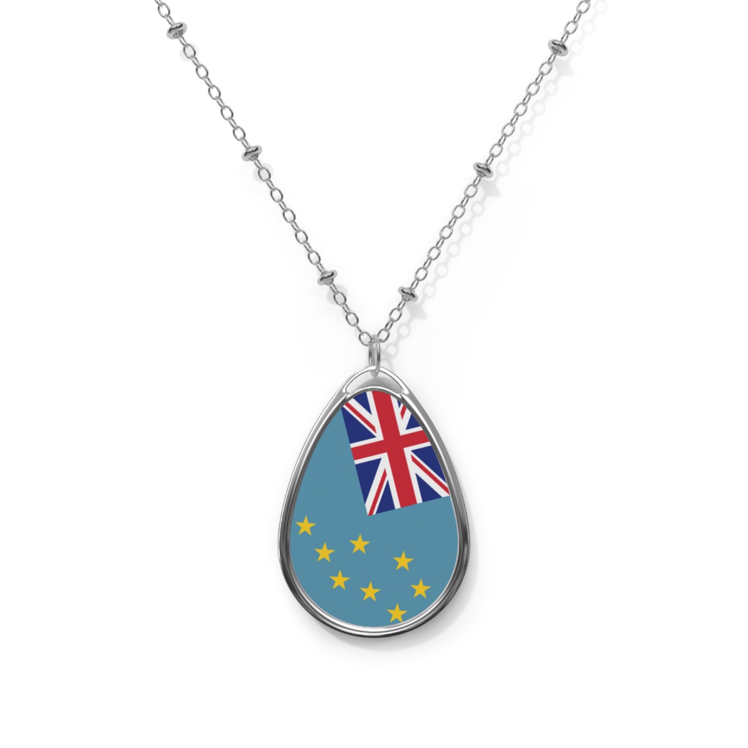 Tuvalu Flag Oval Necklace