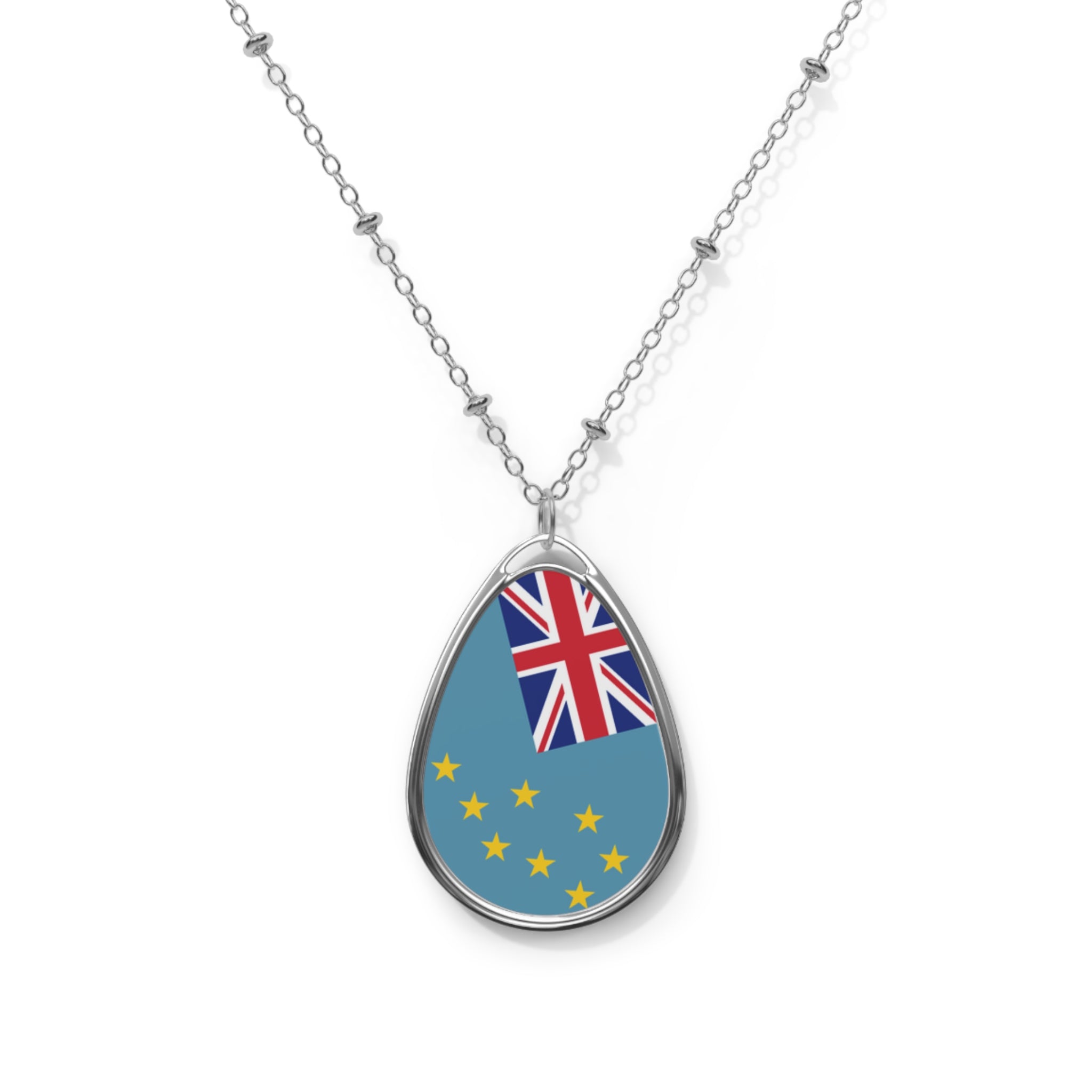 Tuvalu Flag Oval Necklace