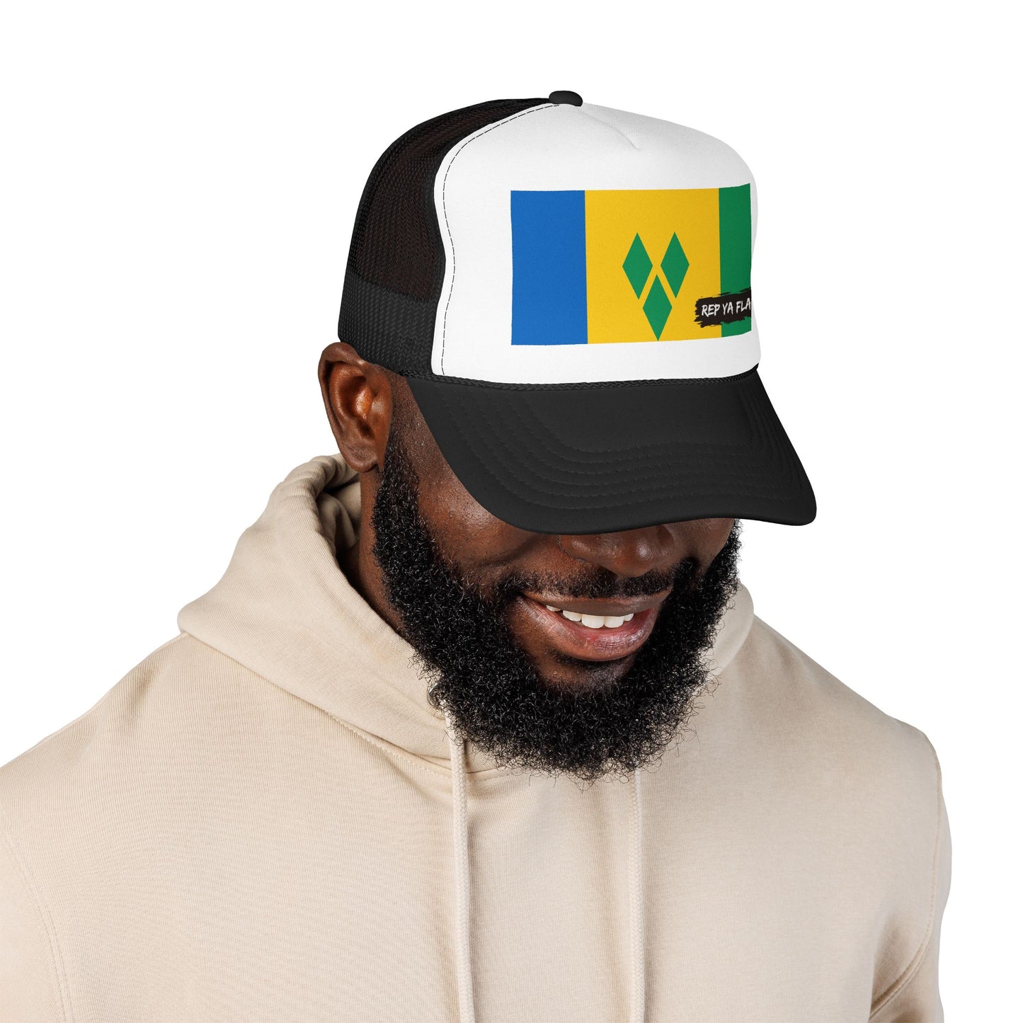 Saint Vincent and the Grenadines Flag Foam Trucker Hat | Vincentian Pride Snapback Cap | Rep Ya Flag