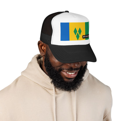 Saint Vincent and the Grenadines Flag Foam Trucker Hat | Vincentian Pride Snapback Cap | Rep Ya Flag
