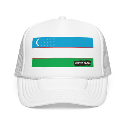 Uzbekistan Flag Foam Trucker Hat | Rep Ya Flag design