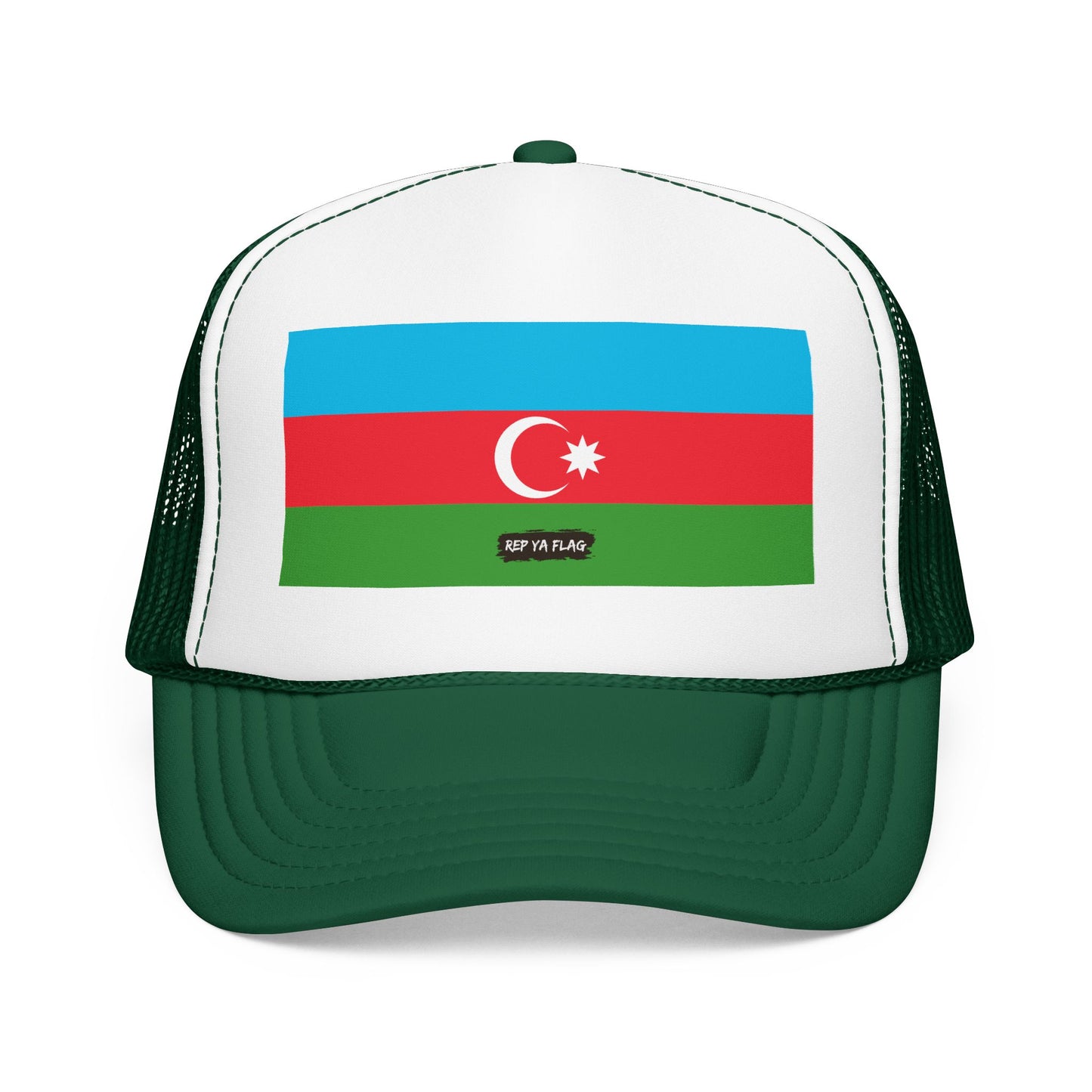 Azerbaijan Flag Foam Trucker Hat | Azerbaijani Pride Snapback Cap | Rep Ya Flag