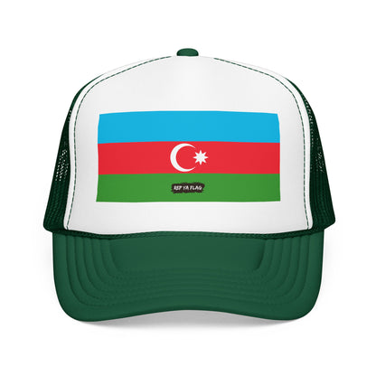 Azerbaijan Flag Foam Trucker Hat | Azerbaijani Pride Snapback Cap | Rep Ya Flag