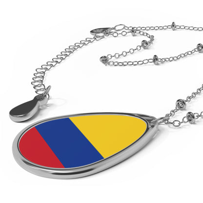 Colombia Flag Oval Necklace | Colombian Heritage Pendant Necklace | Rep Ya Flag
