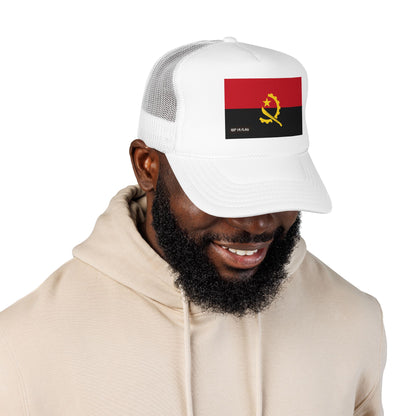 Angola Flag Foam Trucker Hat | Angolan Pride Snapback Cap | Rep Ya Flag