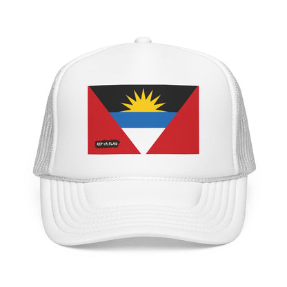 Antigua & Barbuda Flag Foam Trucker Hat | Caribbean Pride Snapback Cap | Rep Ya Flag