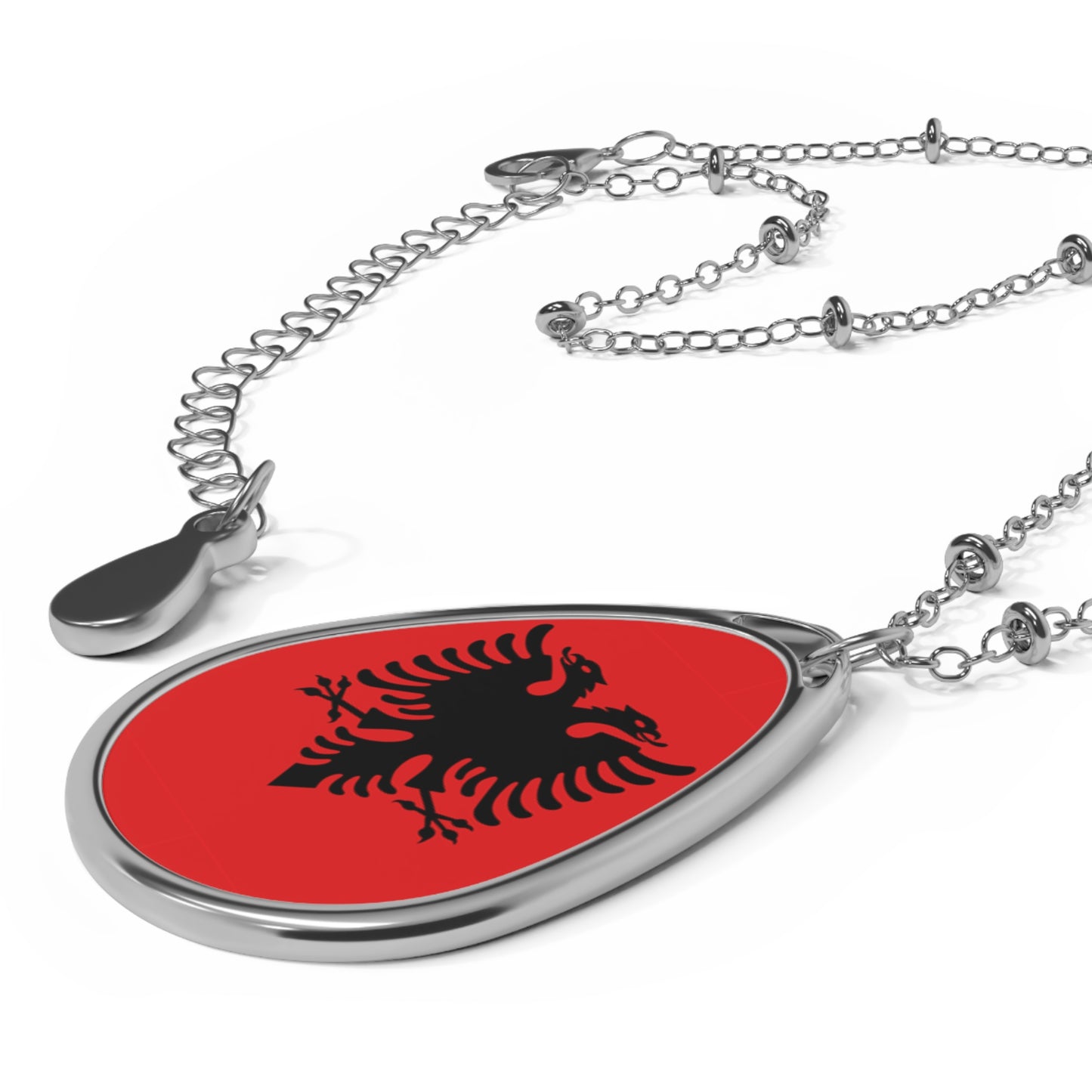 Albania Flag Oval Necklace | Albanian Pride Patriotic Jewelry | Rep Ya Flag