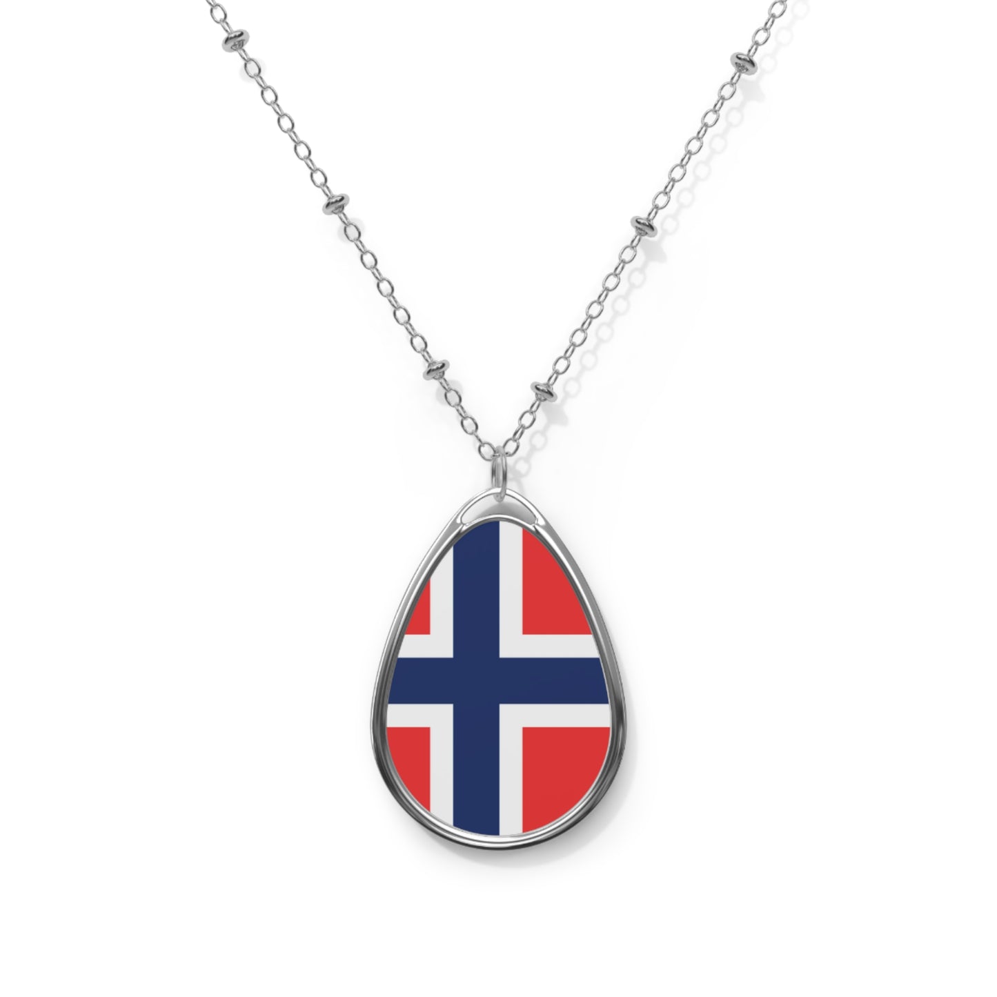 Norway Flag Oval Necklace | Norwegian Flag Pendant | Heritage Jewelry | Cultural Gift | Rep Ya Flag