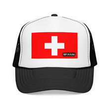 Switzerland Flag Foam Trucker Hat | Rep Ya Flag design