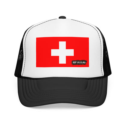 Switzerland Flag Foam Trucker Hat | Rep Ya Flag design
