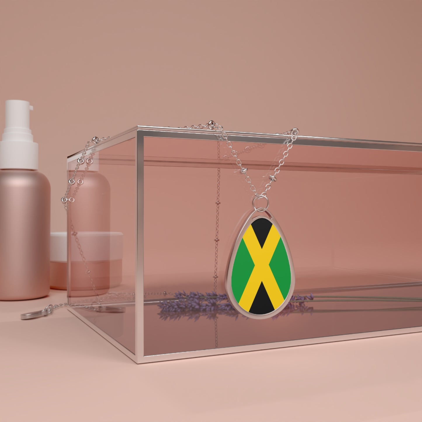 Jamaica Flag Oval Necklace | Jamaican Heritage Pendant | Rep Ya Flag