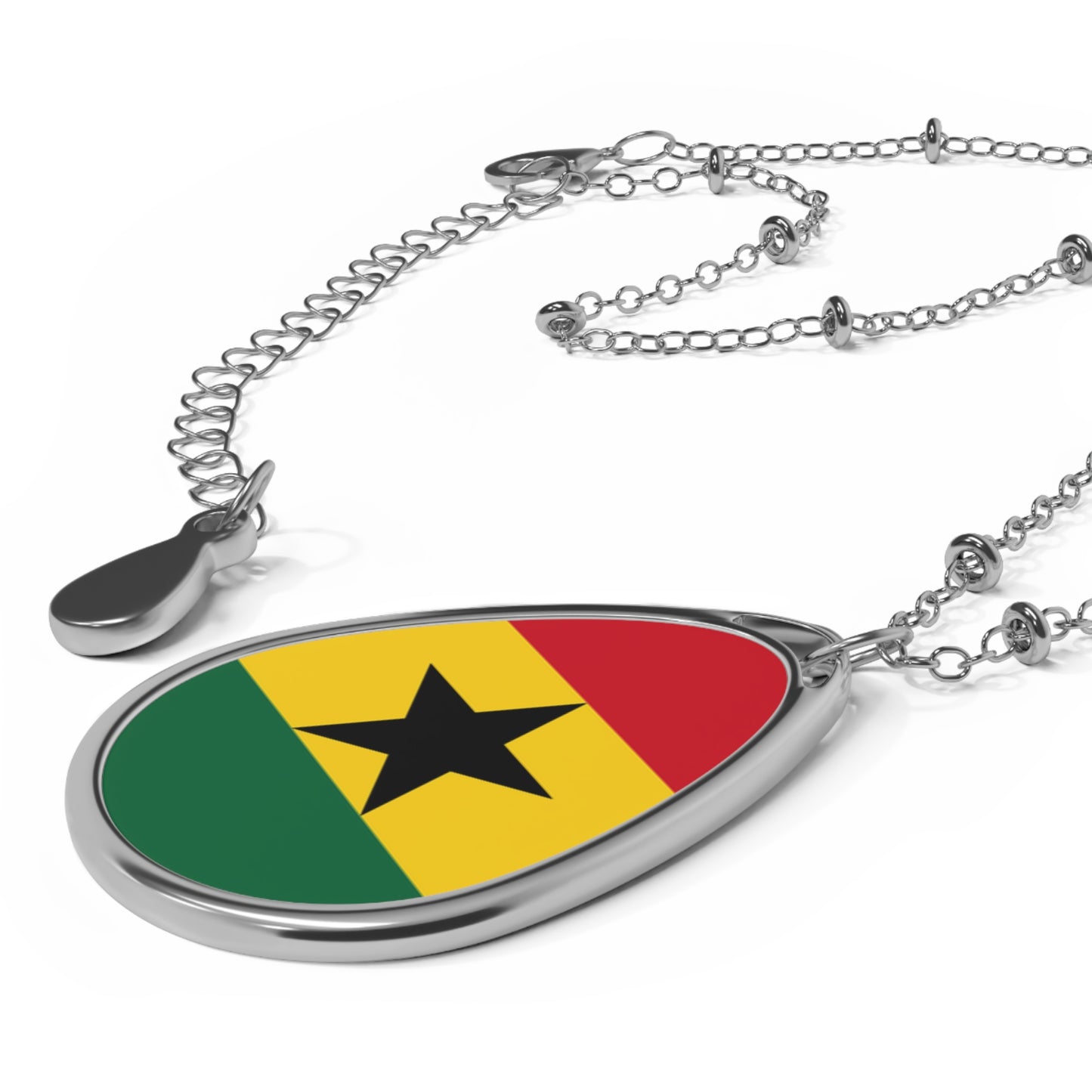 Ghana Flag Oval Necklace | Ghanaian Heritage Pendant | Rep Ya Flag