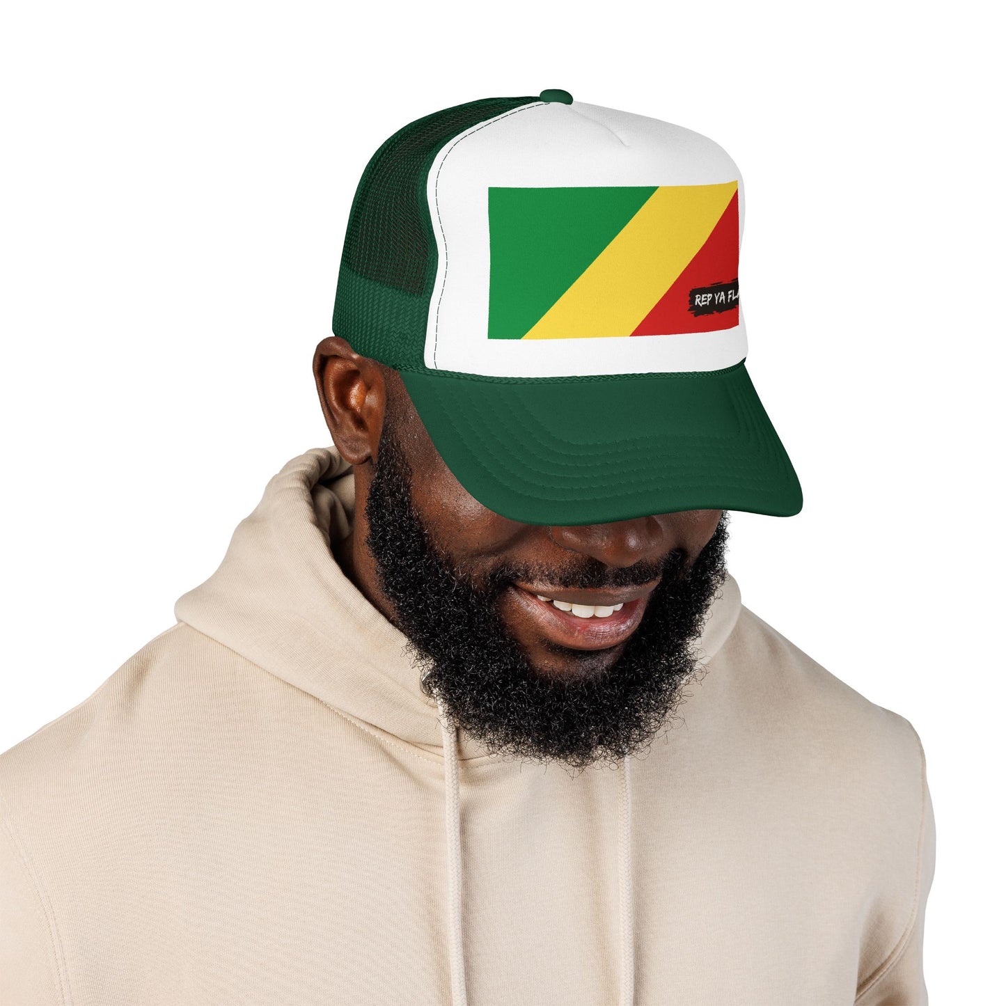 Republic of the Congo Flag Foam Trucker Hat | Congolese Pride Snapback Cap | Rep Ya Flag