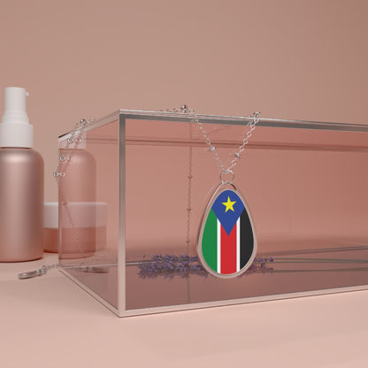 South Sudan Flag Oval Necklace | South Sudanese Heritage Pendant | Rep Ya Flag