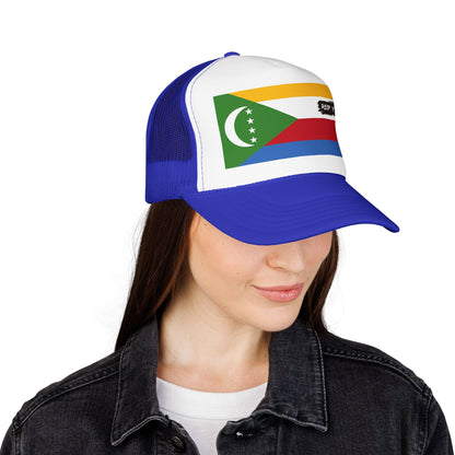 Comoros Flag Foam Trucker Hat | Comorian Pride Snapback Cap | Rep Ya Flag
