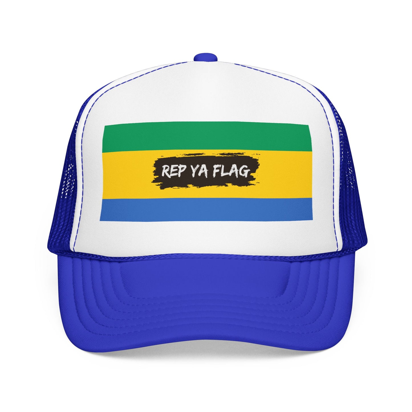 Gabon Flag Foam Trucker Hat | Gabonese Pride Snapback Cap | Rep Ya Flag