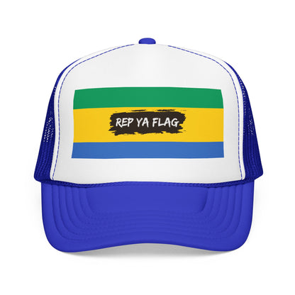 Gabon Flag Foam Trucker Hat | Gabonese Pride Snapback Cap | Rep Ya Flag