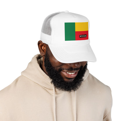 Benin Flag Foam Trucker Hat | Beninese Pride Snapback Cap | Rep Ya Flag