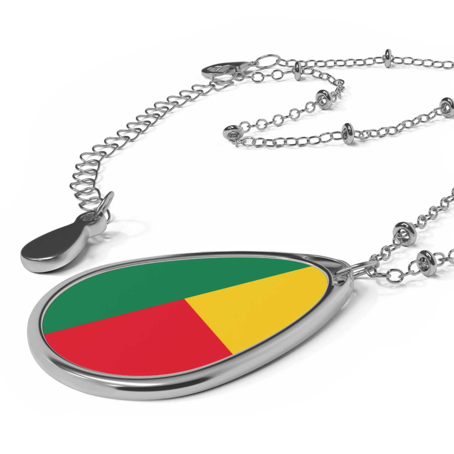 Benin Flag Oval Necklace | Beninese Heritage Pendant | Rep Ya Flag