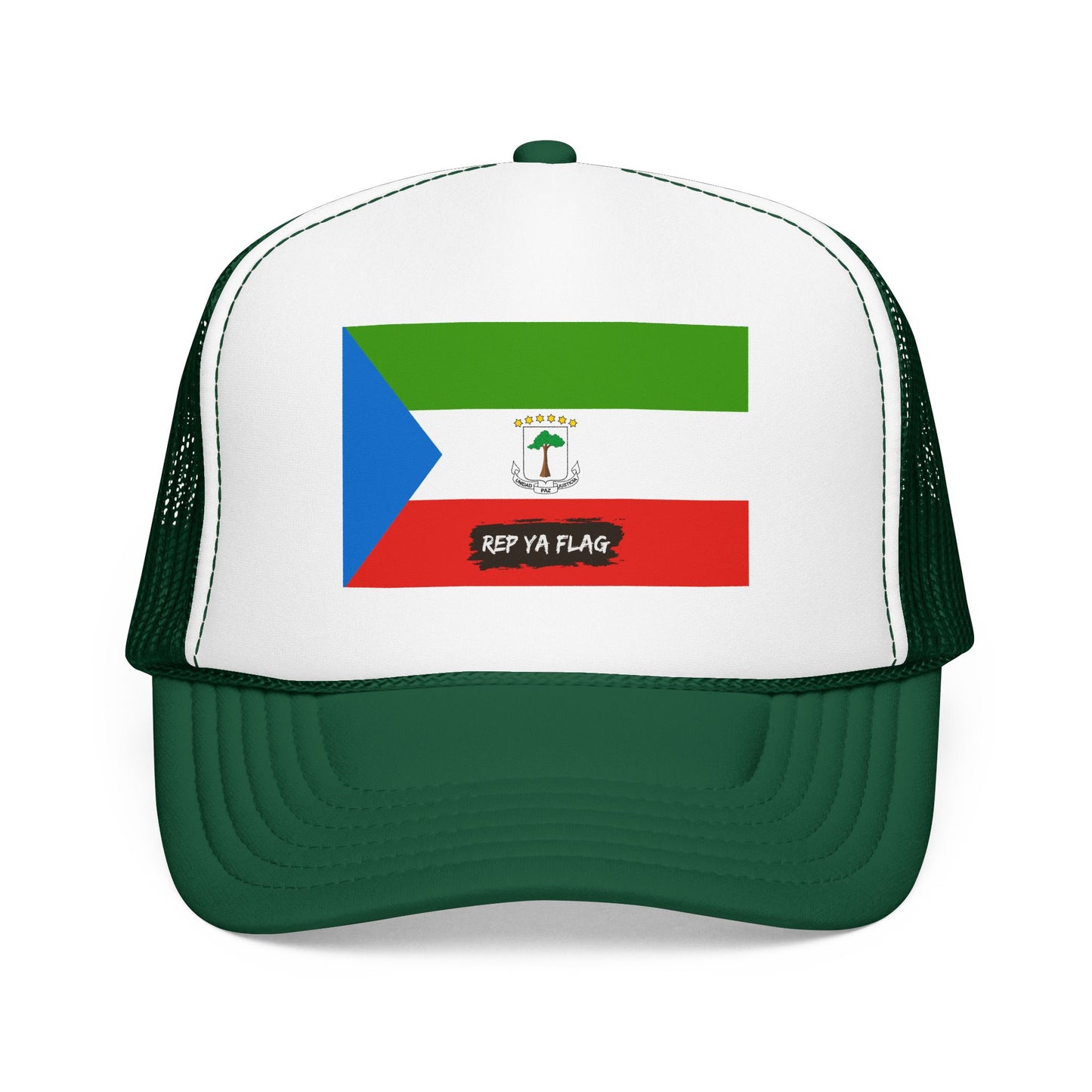 Equatorial Guinea Flag Foam Trucker Hat | Equatoguinean Pride Snapback Cap | Rep Ya Flag