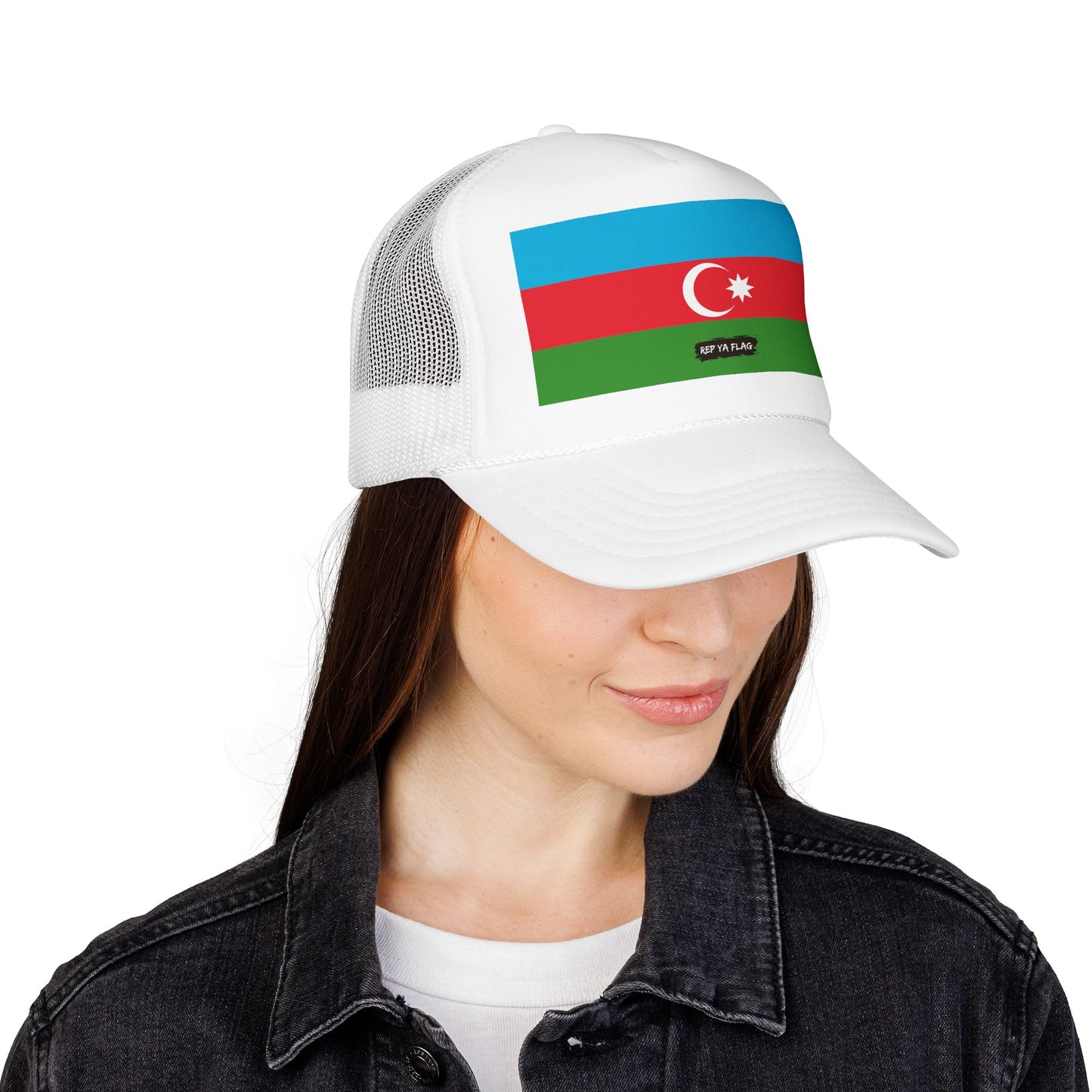Azerbaijan Flag Foam Trucker Hat | Azerbaijani Pride Snapback Cap | Rep Ya Flag