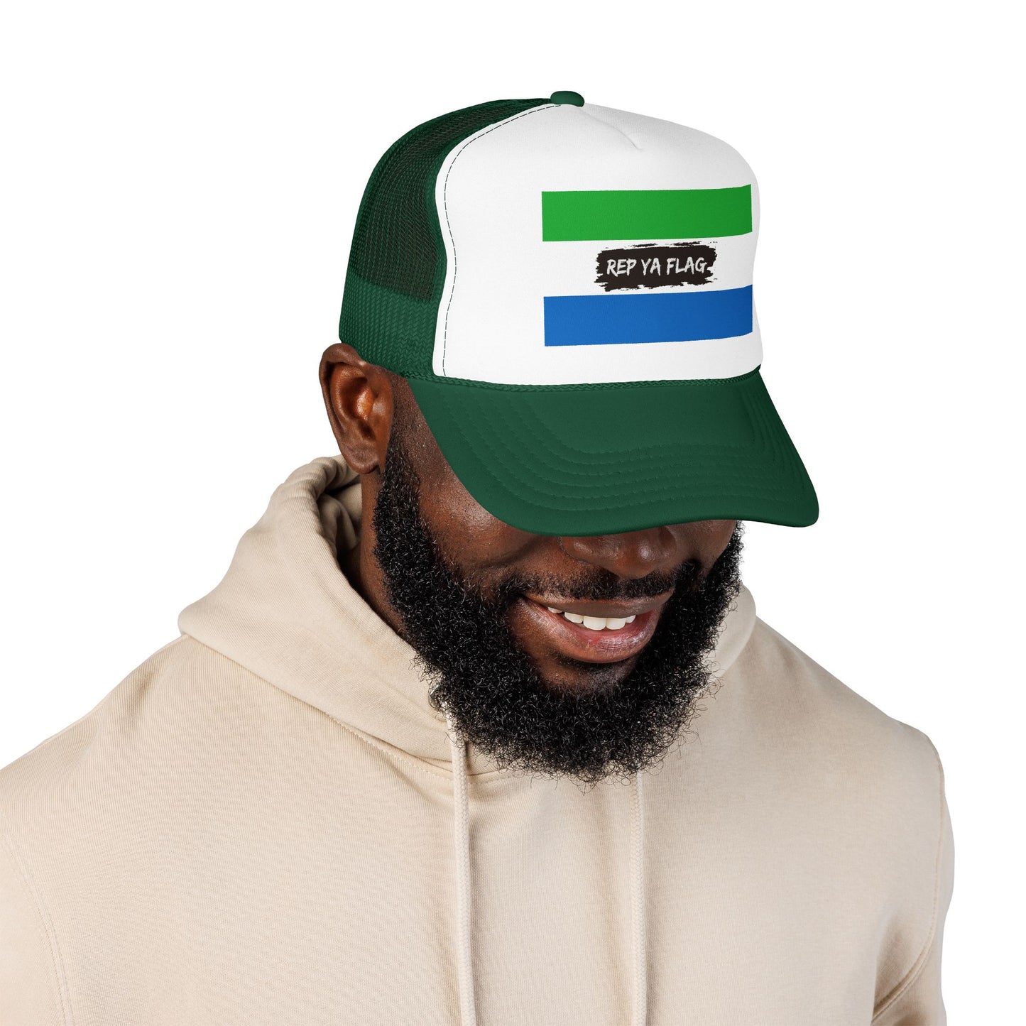 Sierra Leone Flag Foam Trucker Hat | Sierra Leonean Pride Snapback Cap | Rep Ya Flag