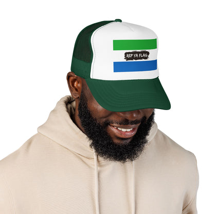 Sierra Leone Flag Foam Trucker Hat | Sierra Leonean Pride Snapback Cap | Rep Ya Flag