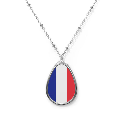 France Flag Oval Necklace | French Heritage Pendant | Rep Ya Flag