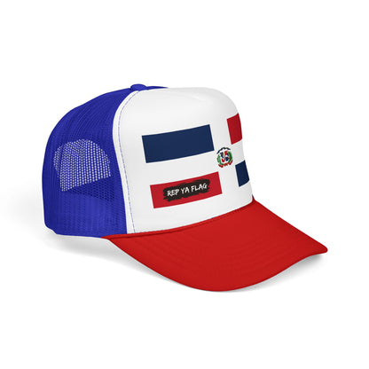 Dominican Republic Flag Foam Trucker Hat | Dominican Pride Snapback Cap | Rep Ya Flag