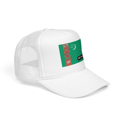 Turkmenistan Flag Foam Trucker Hat | Rep Ya Flag design