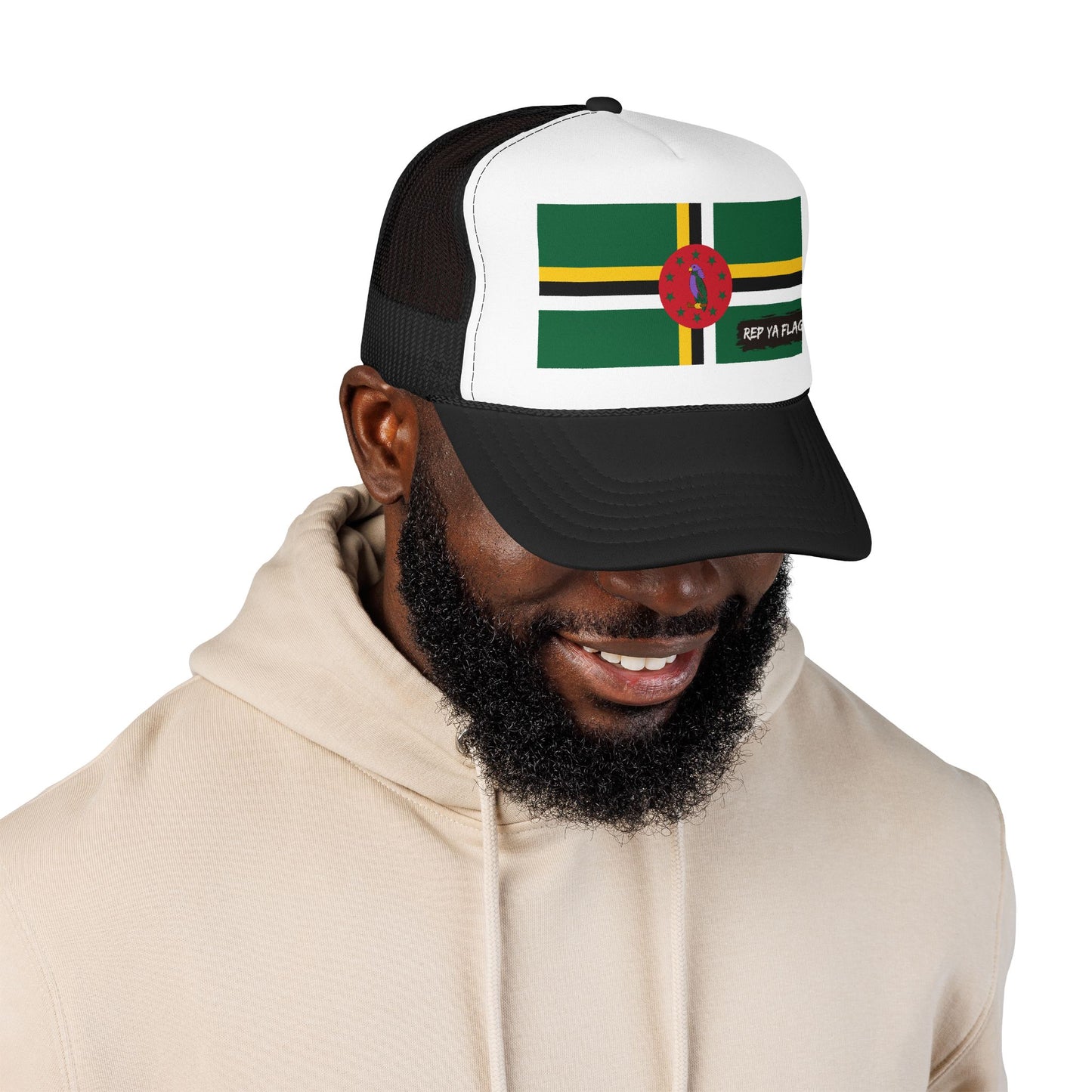 Dominica Flag Foam Trucker Hat | Dominican Pride Snapback Cap | Rep Ya Flag